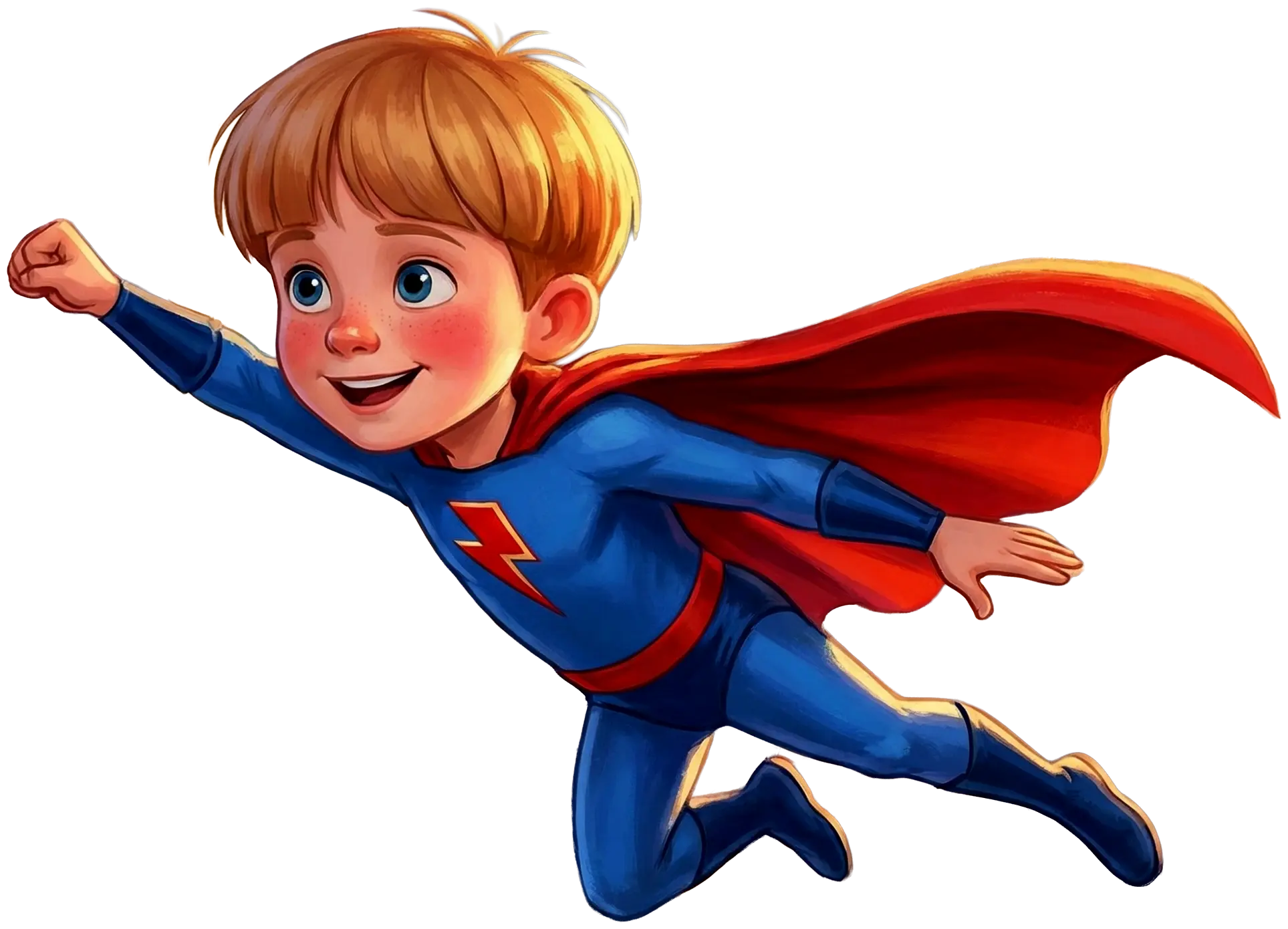 Child illustrated as a superhero character in their personalized Libronauts storybook