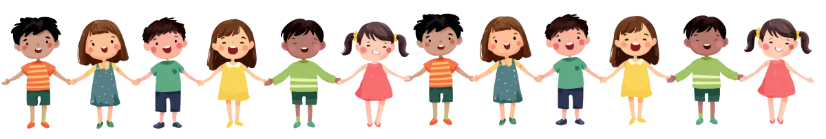 Diverse kids holding hands