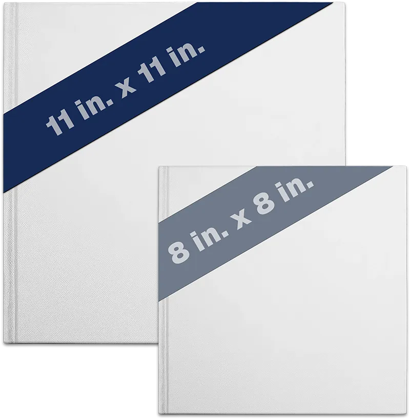 Libronauts Omnia edition — both 11×11 Grande and 8×8 Heirloom personalized hardcover books together